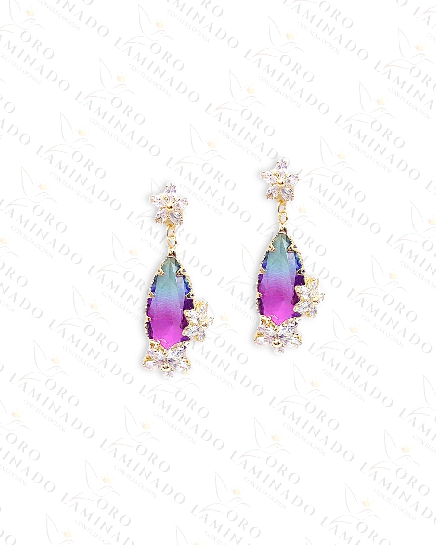 High Quality Purple and Blue Flower Earrings C276