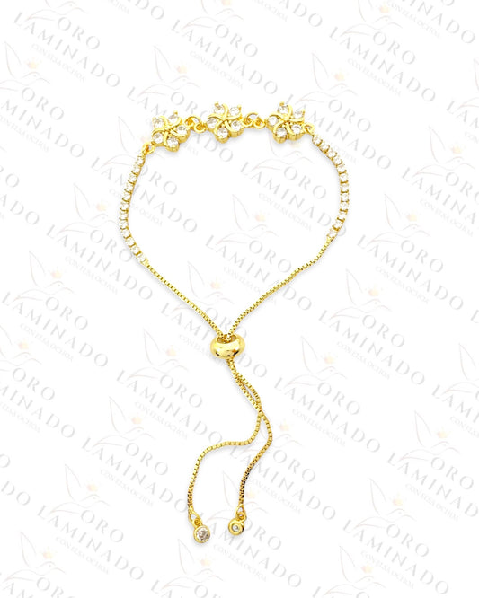 Gold Filled Triple Flower Adjustable Bracelet R464