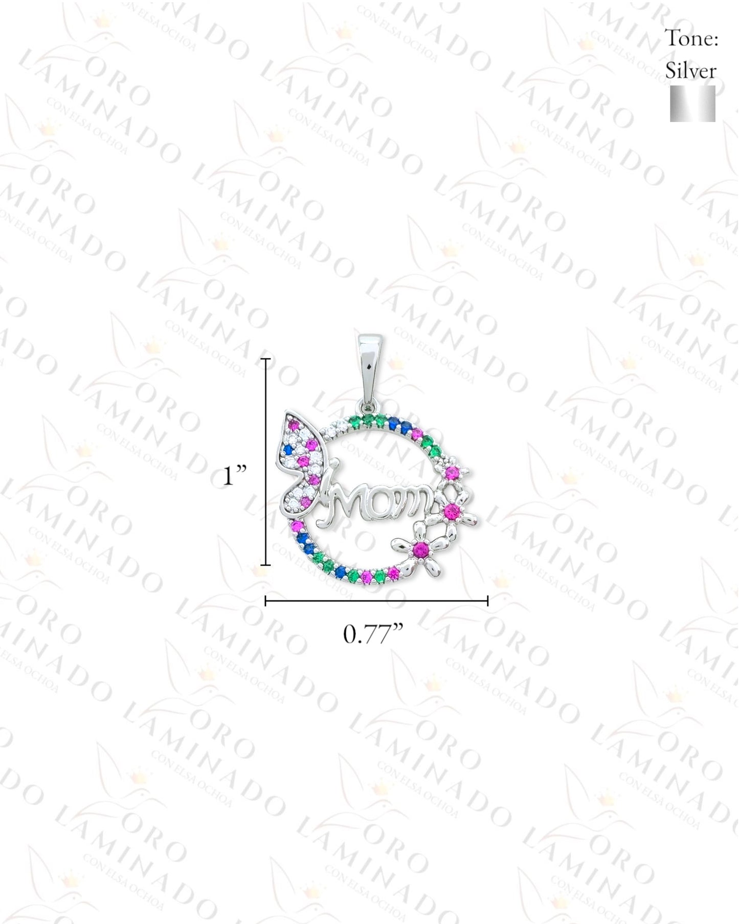 High Quality Silver "MOM" Round Pendant G315