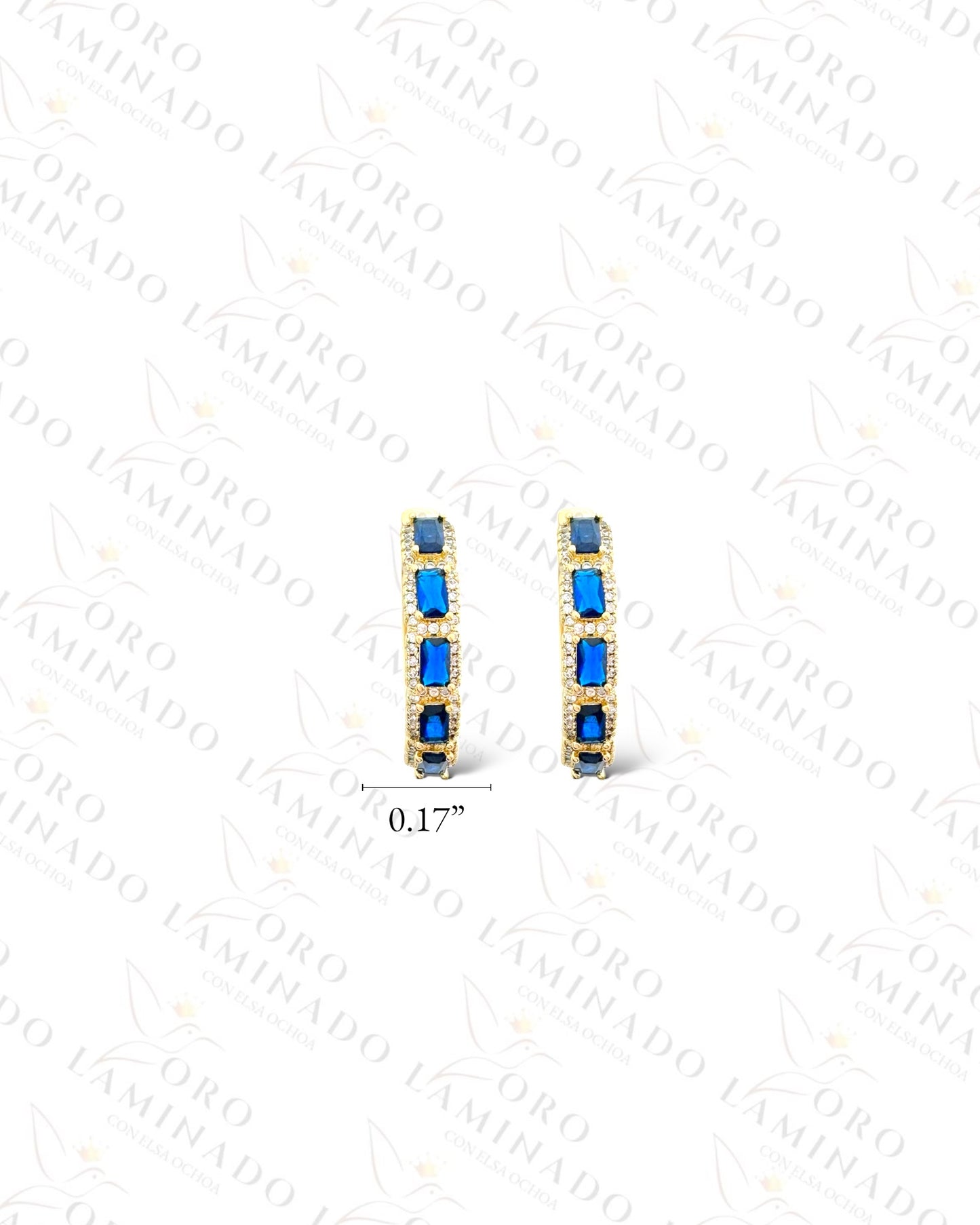 High Quality Shinny Navy Blue Crystals Hoop Earrings (Gold Filled) C370