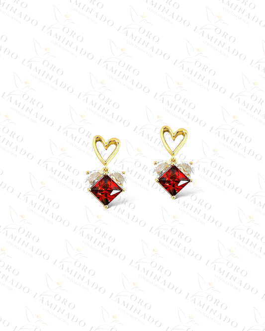 High Quality Red Heart Earrings C385