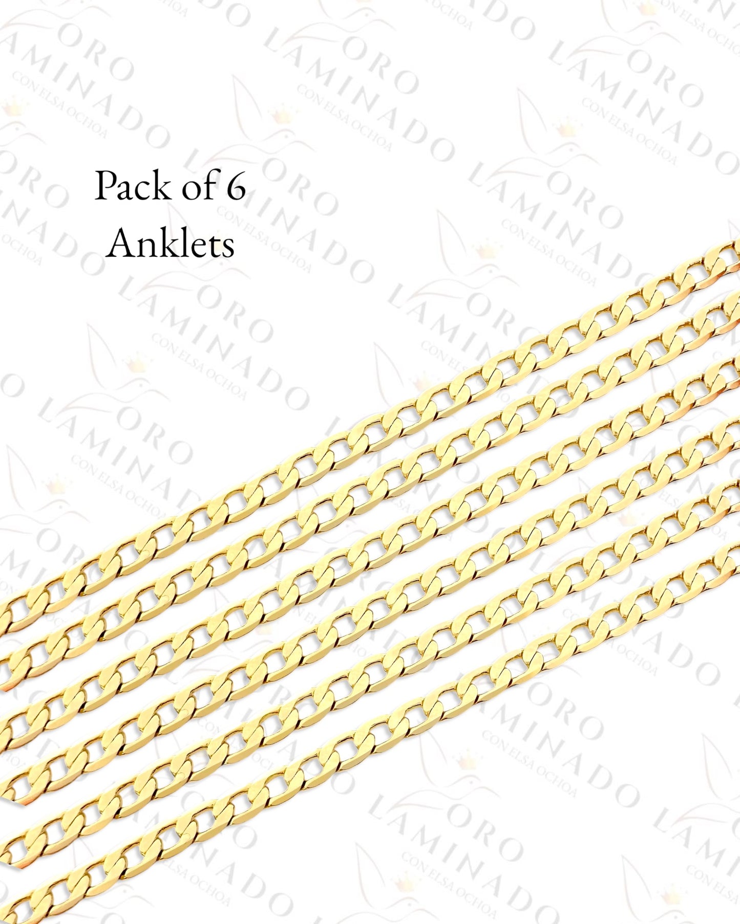 High Quality Pack of 6 Cuban Chain Anklet (Gold Filled) B463