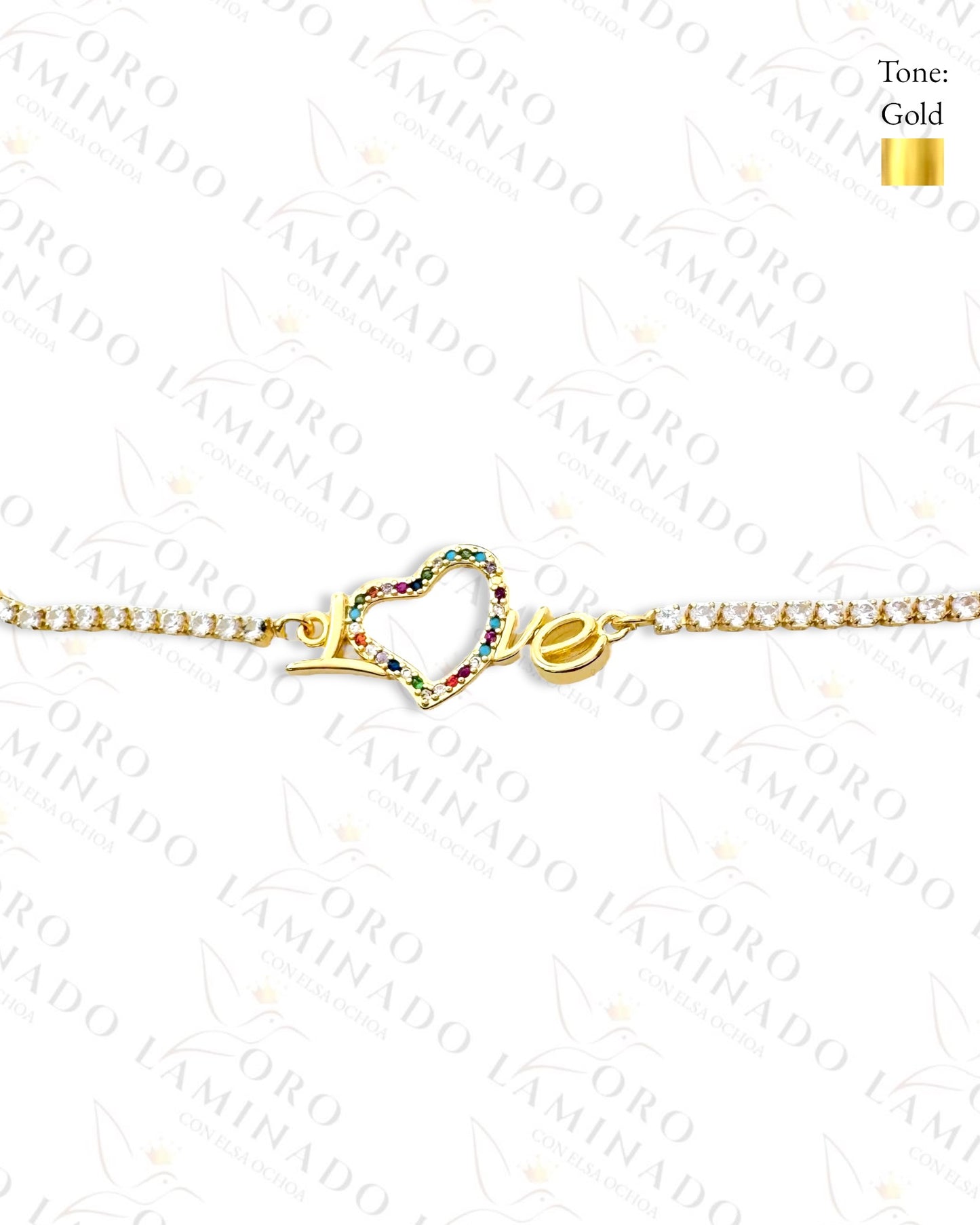 Gold Filled Multi-Color Heart Adjustable Bracelet C401