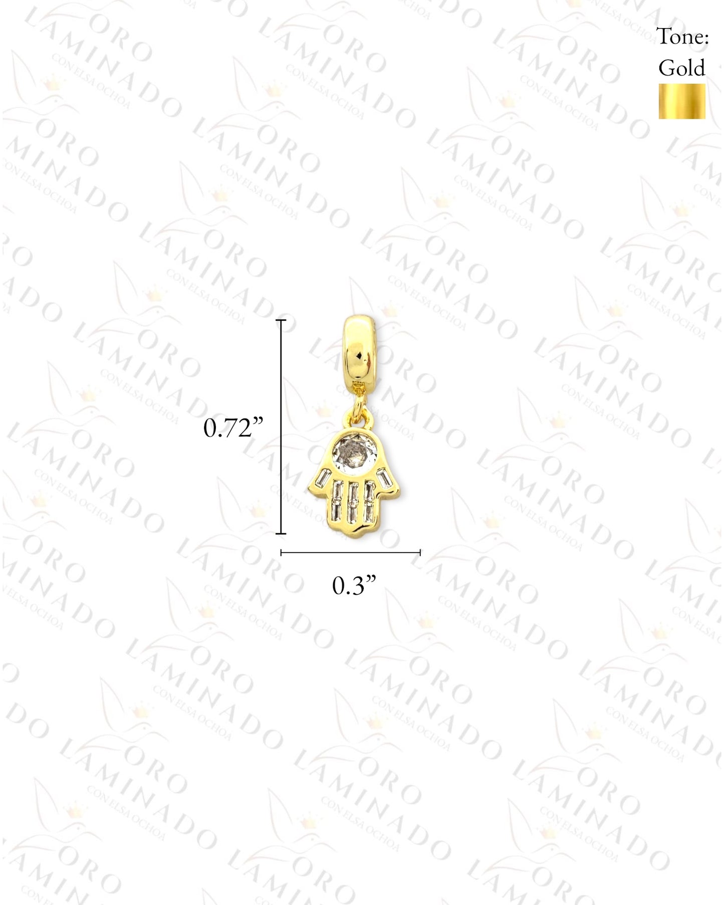 Crystal Hamsa Hand Charm (Gold Filled) R355