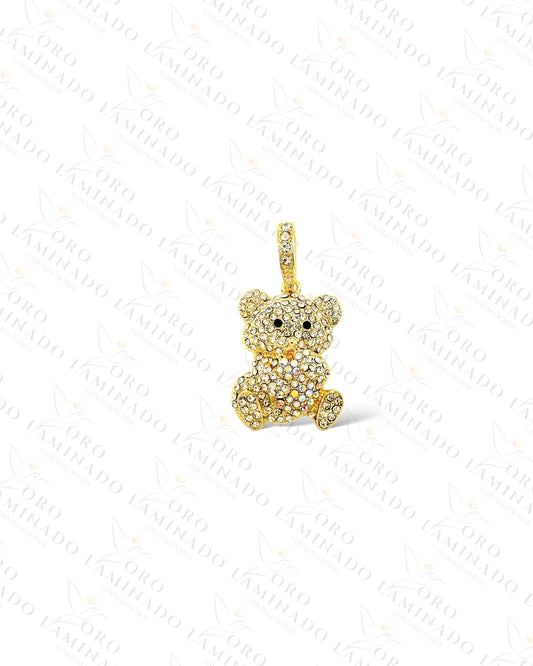 Gold Filled White Stone Bear Pendant R85