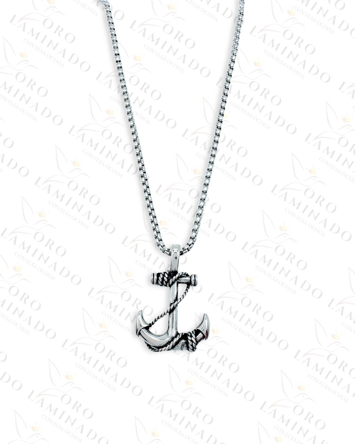 Stainless Steel Silver Anchor Necklace R118