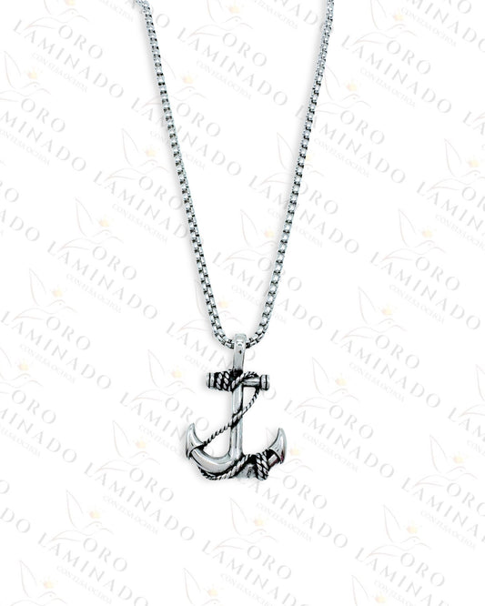 Stainless Steel Silver Anchor Necklace R118