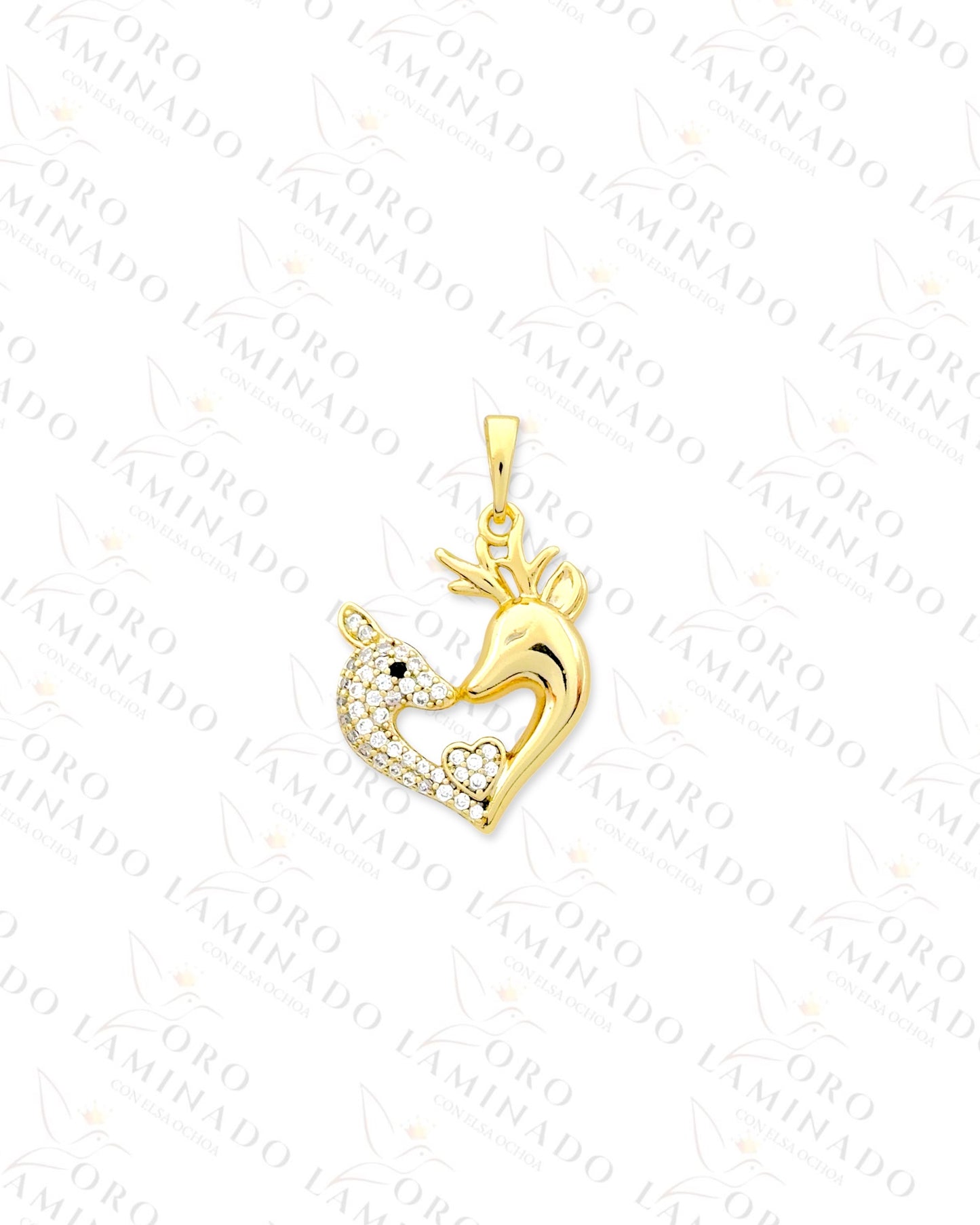 High Quality Reindeer Heart Pendant (Gold Filled) B74