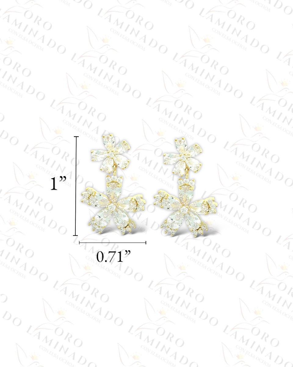 High Quality Crystal Double Flower Earrings  B425