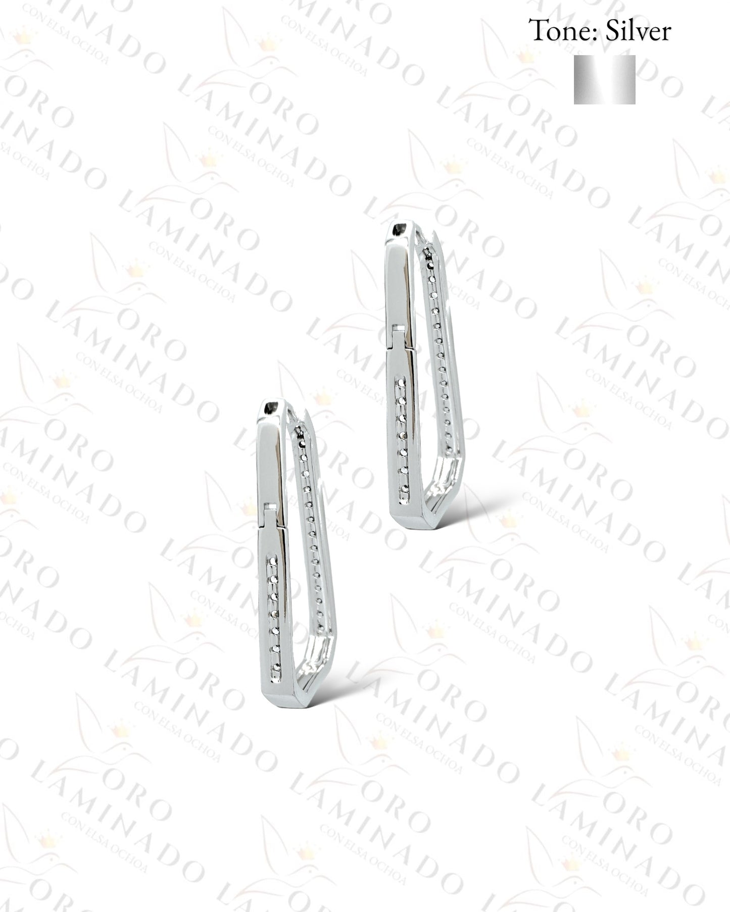 High Quality Silver Rectangle Hoop Earrings B85