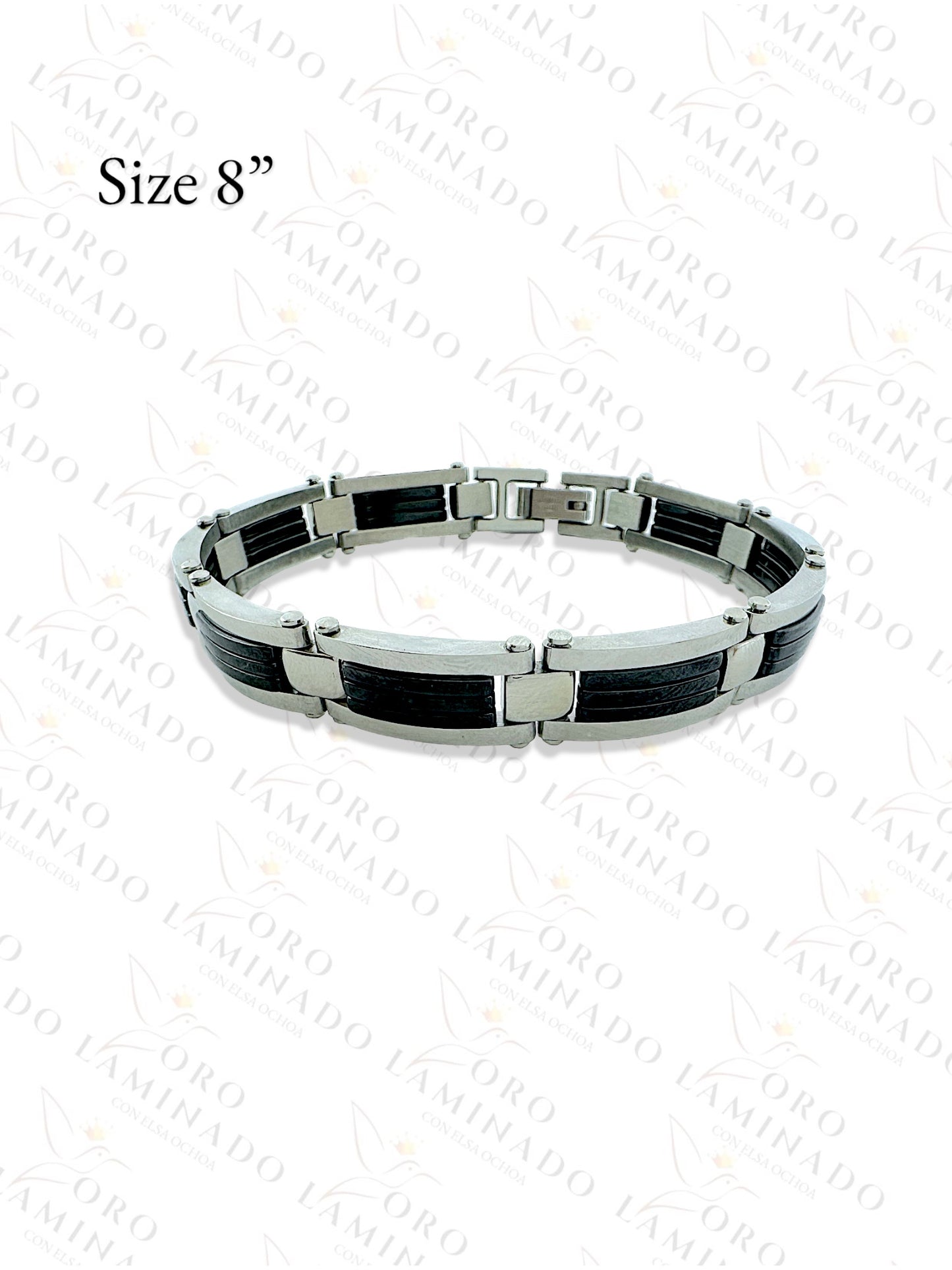 Stainless Steel Silver and Black Mens Bracelet R479