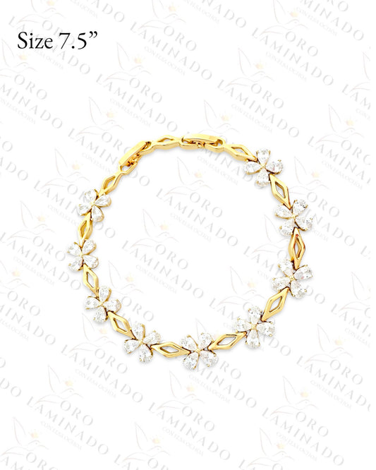 High Quality Crystal Clear Flower Bracelet (Gold Filled) C412