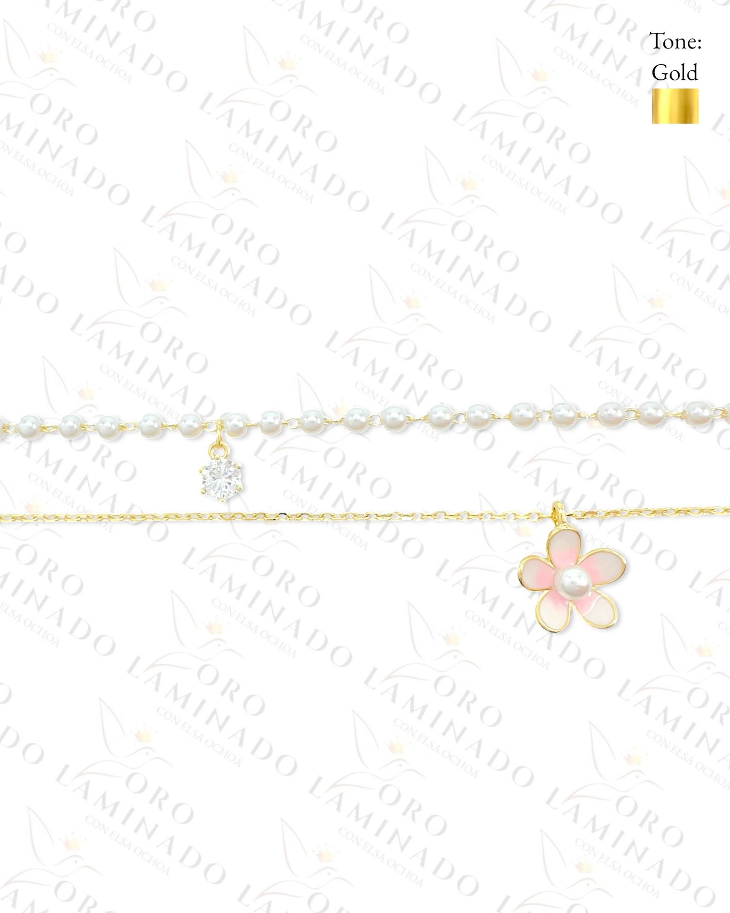 High Quality Flower Pendant Pearl Necklace (Gold Filled) R61