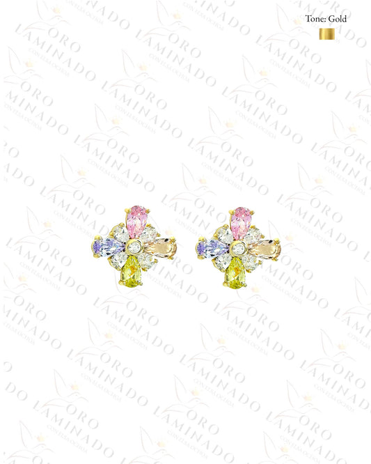 High Quality Multicolored Crystal Flower Earrings G418