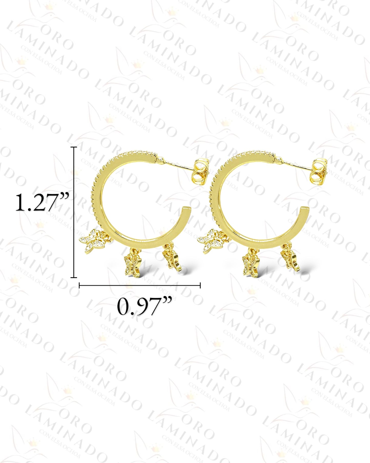 Mini Butterflies Gold Hoop Earrings B346