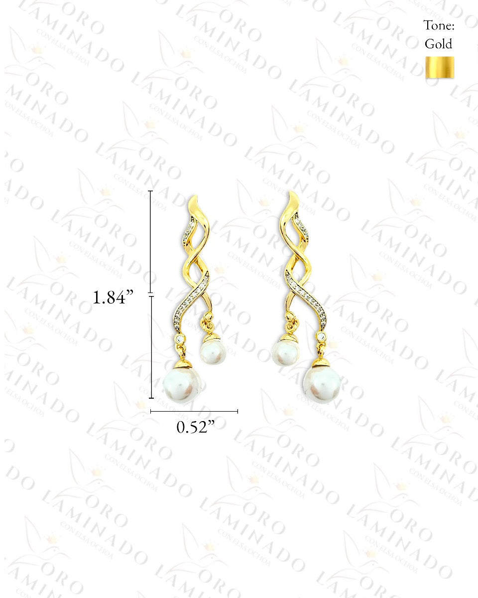 High Quality Golden and Pearl Twisted Earrings B461