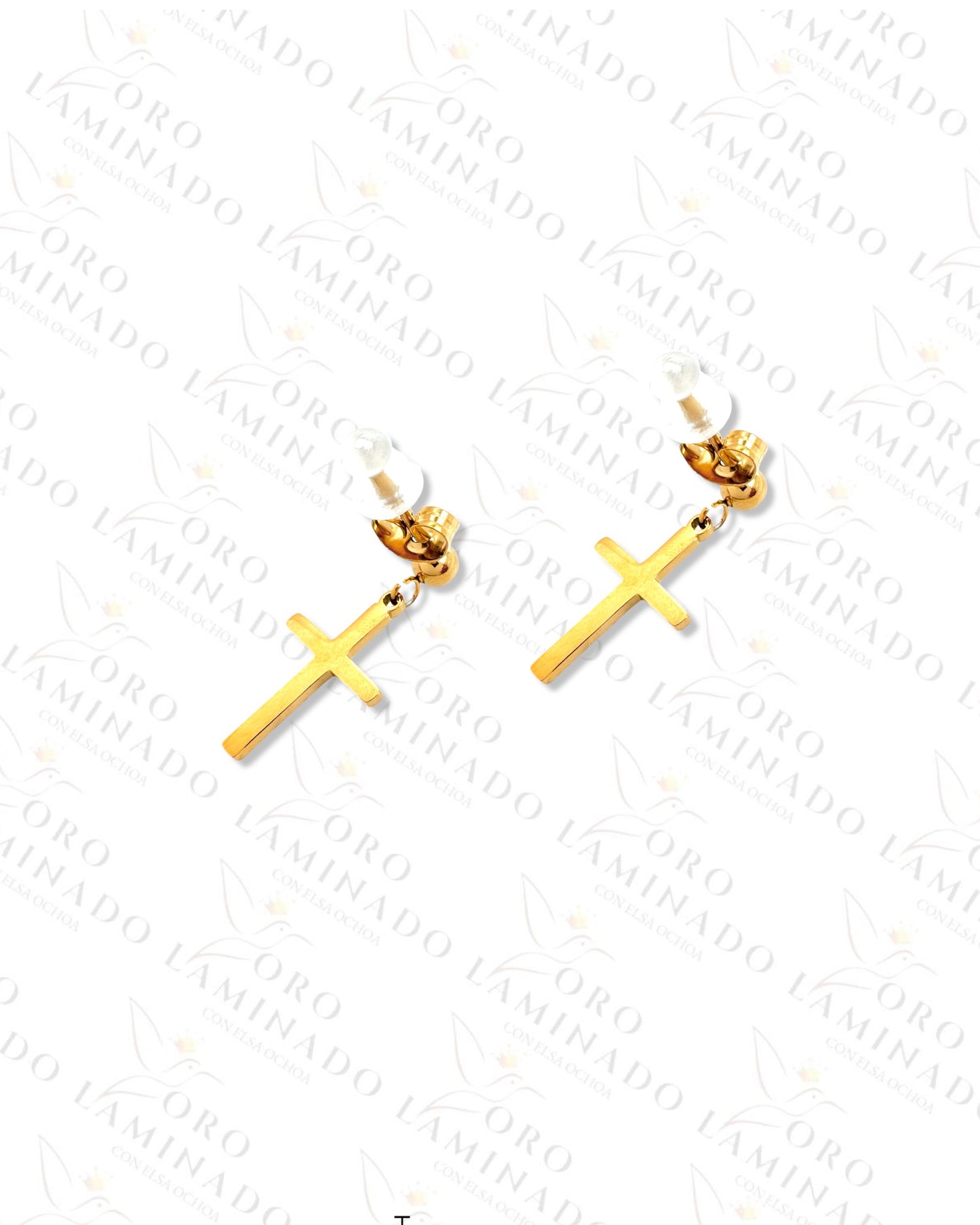 Men Stainless Steel Black Cross Earrings C340