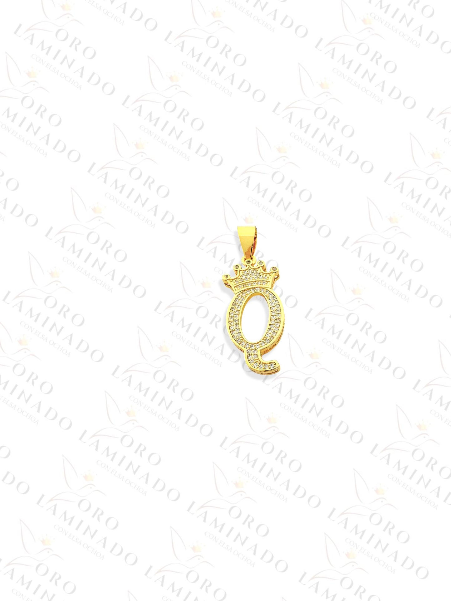 Letter "Q" Crown Pendant B166