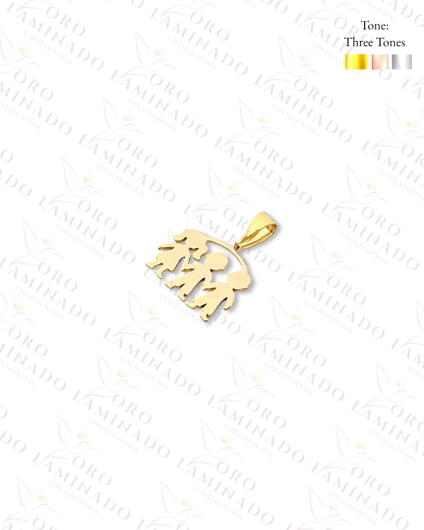 Gold Filled Three Tones Two Boys and One Girl Pendant B223