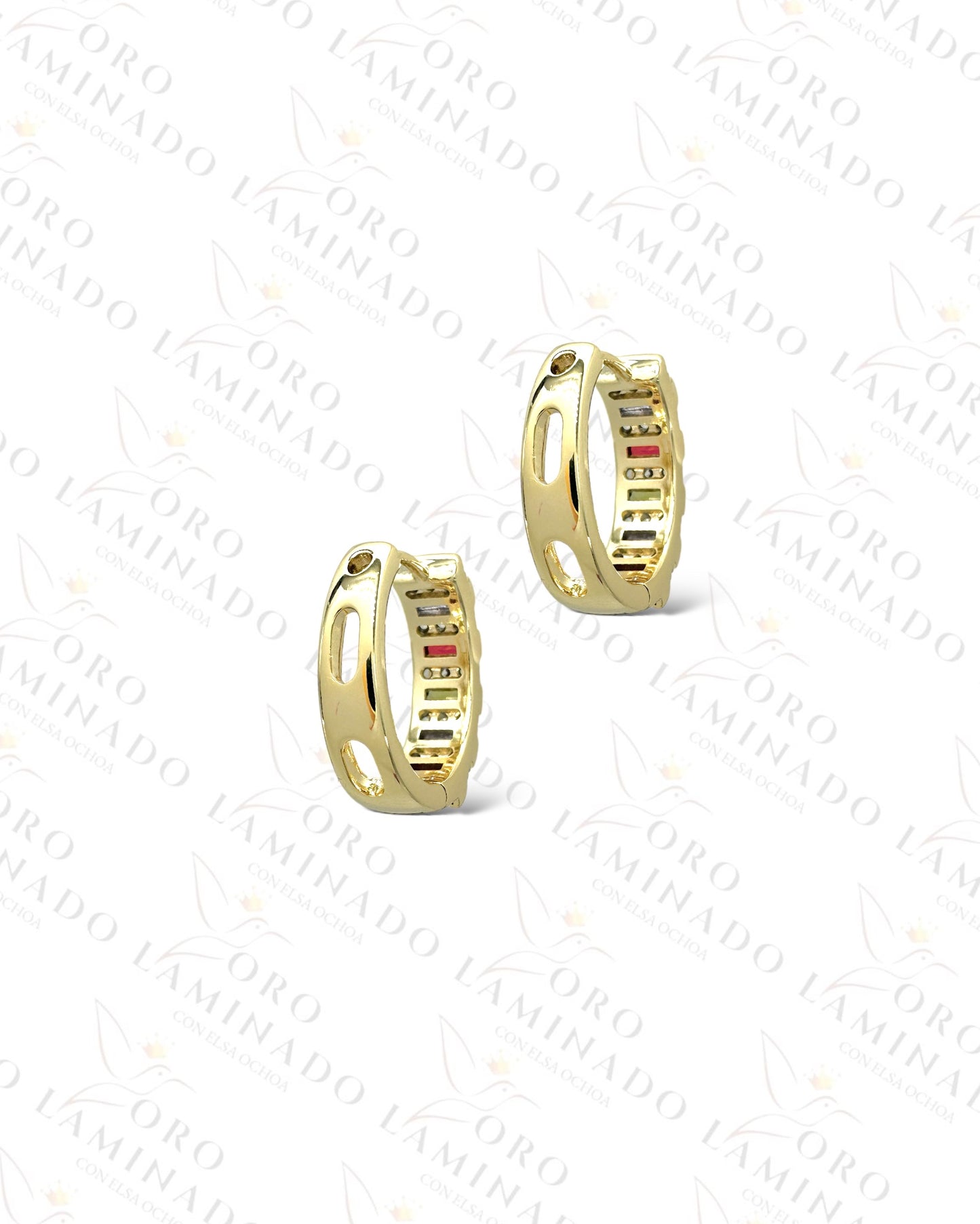 High Quality Multicolor Stones Hoop Earrings R383