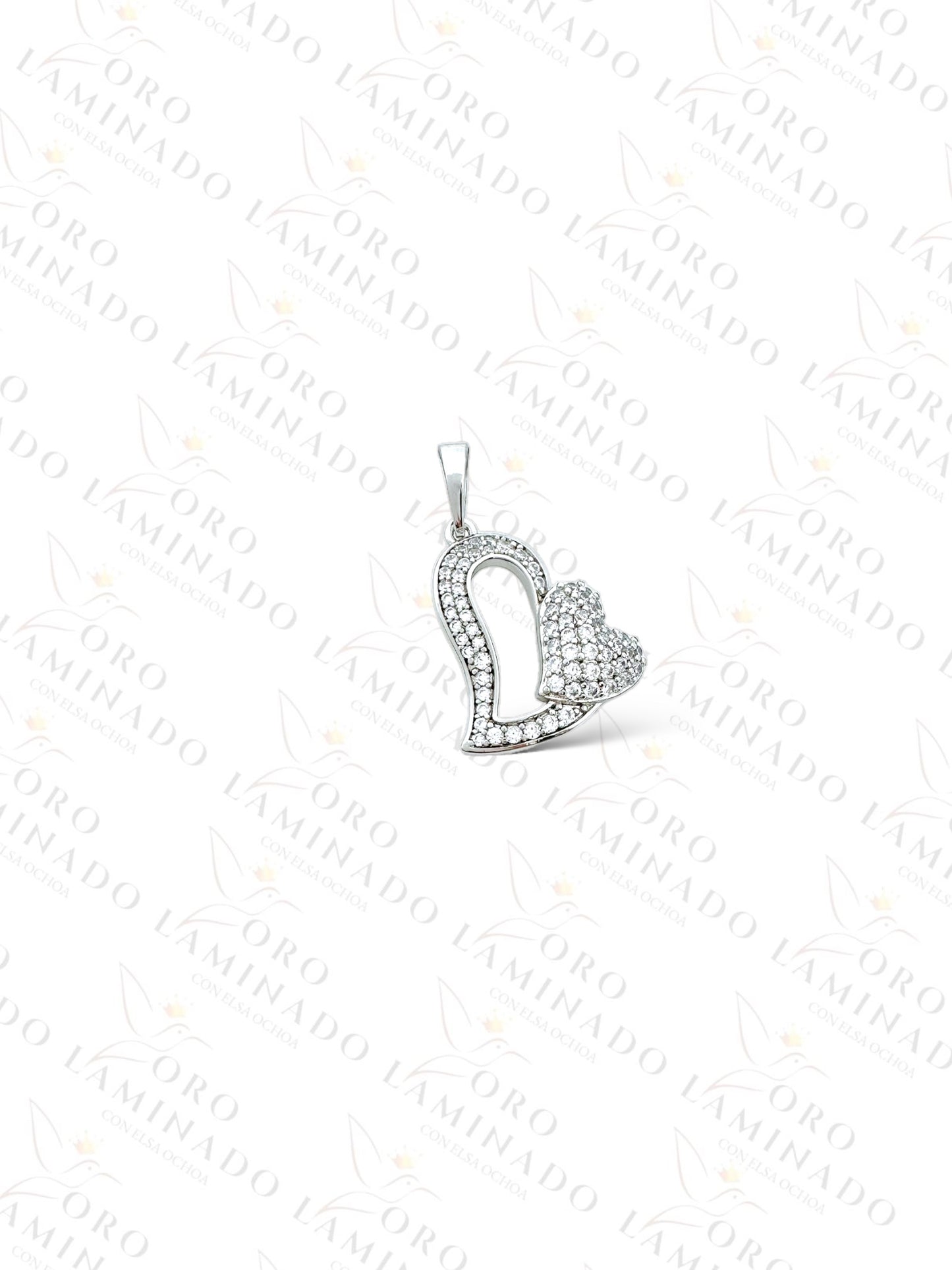 High Quality Silver Double Heart Pendant R242