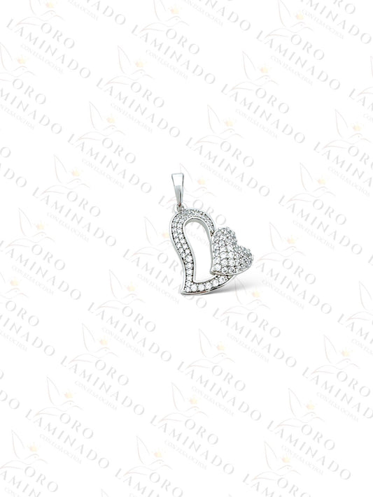 High Quality Silver Double Heart Pendant R242