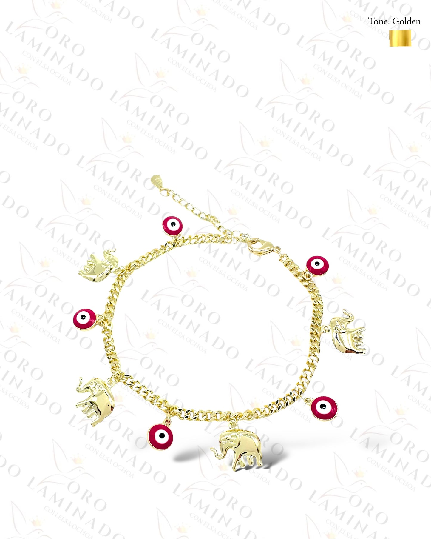 Red Evil Eye and Elephants Bracelet Pack of 6 B421