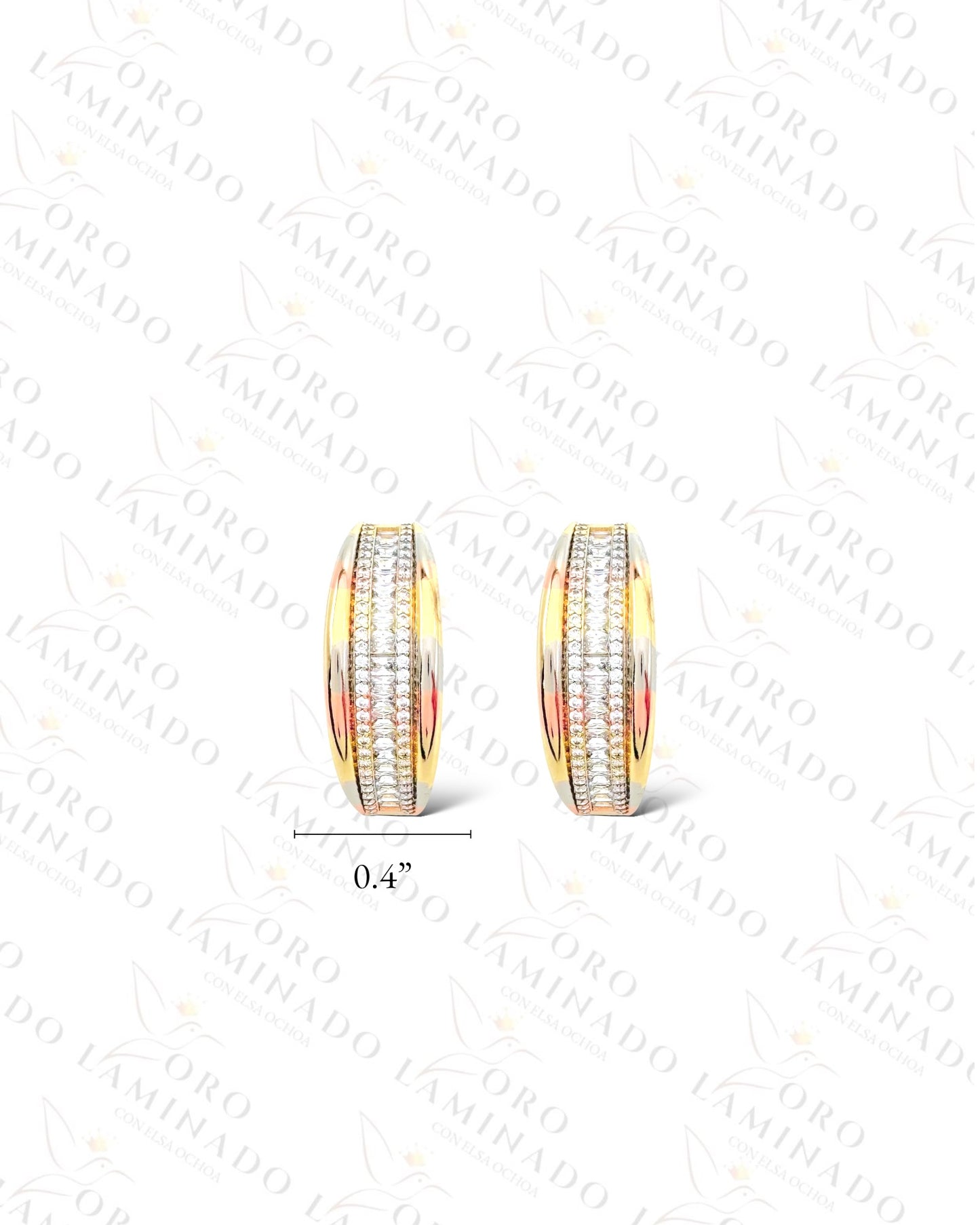 High Quality Three Tones Crystal Hoop Earrings (Gold Filled) G313