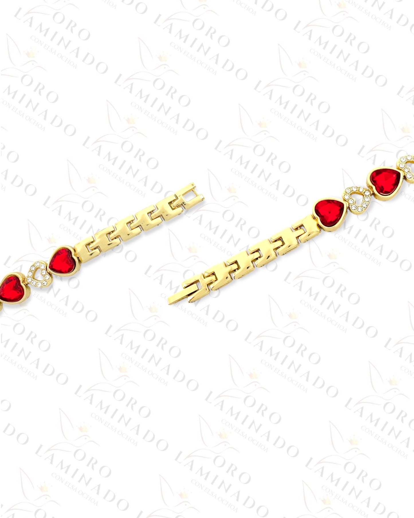 Gold Filled Red Hearts Watch Bracelet R44