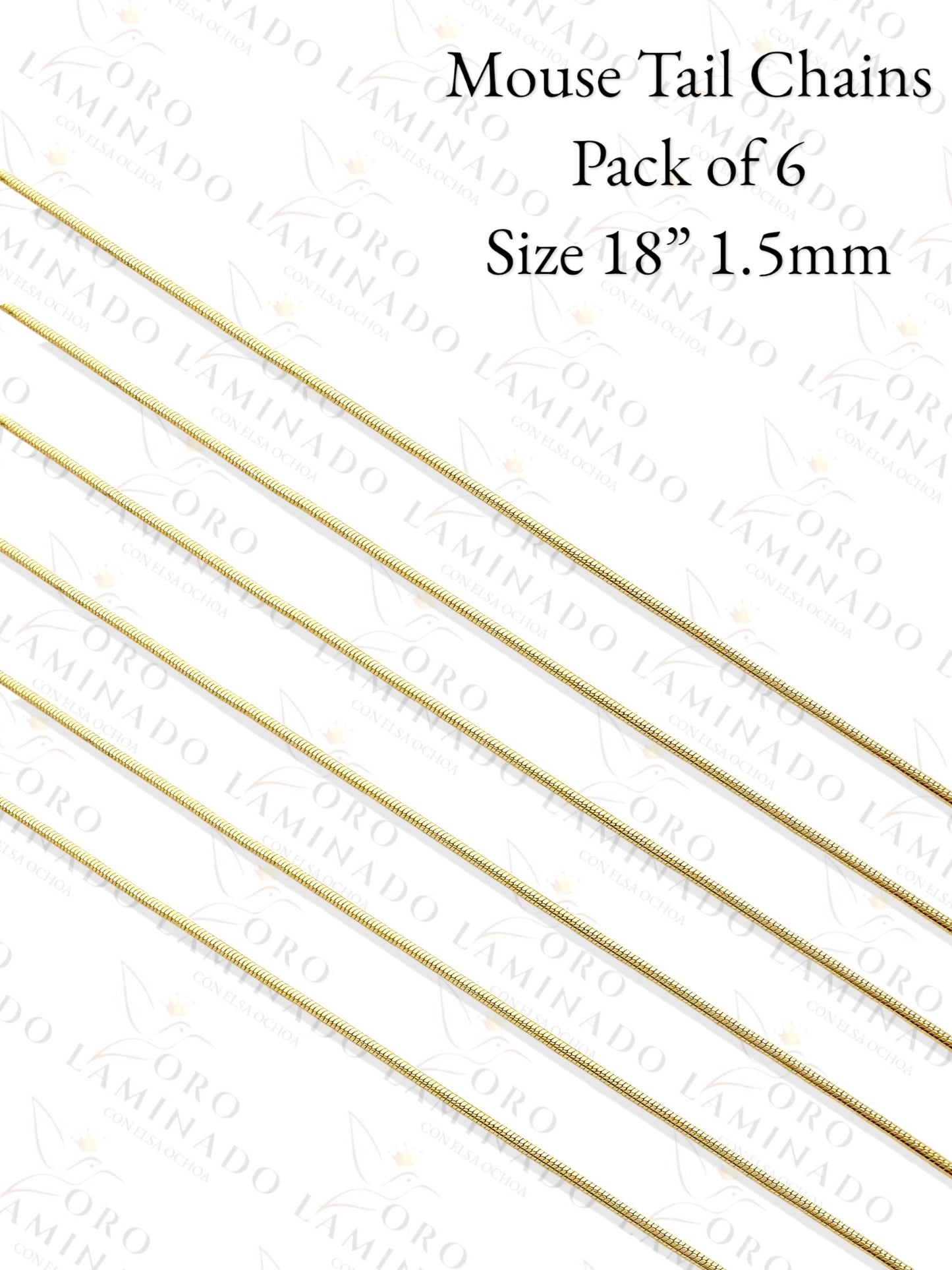 Gold Filled Mouse Tail Chains Pack of 6 Size 18