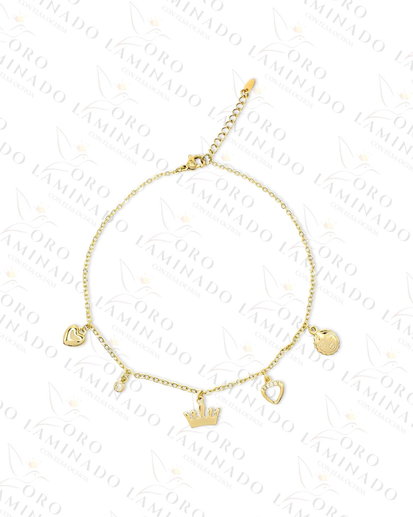 High Quality Pack of 3 Crown Charm Anklet (Gold Filled) G69