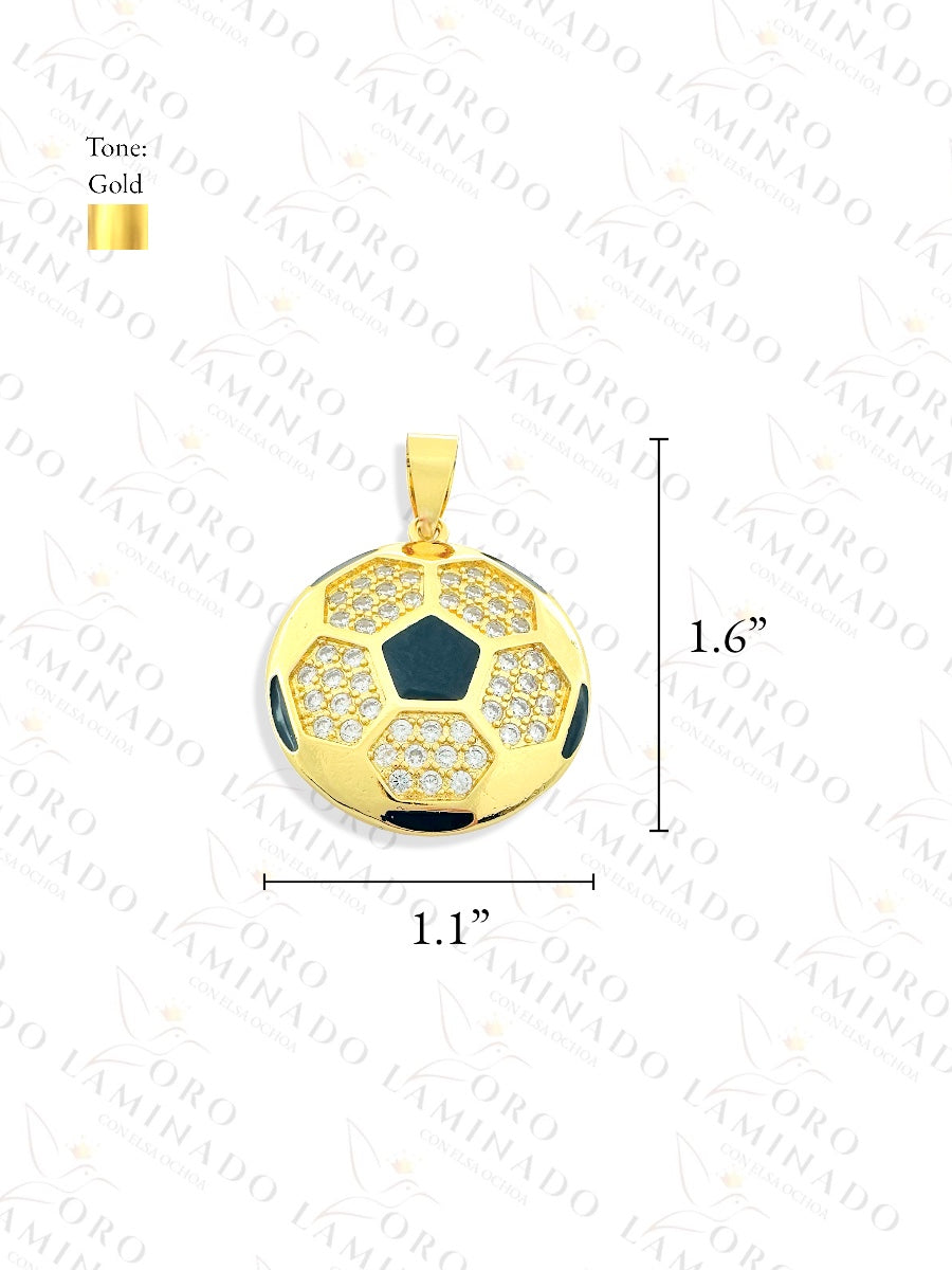 Gold Filled Kids Gold and Black Soccer Ball Pendant G32