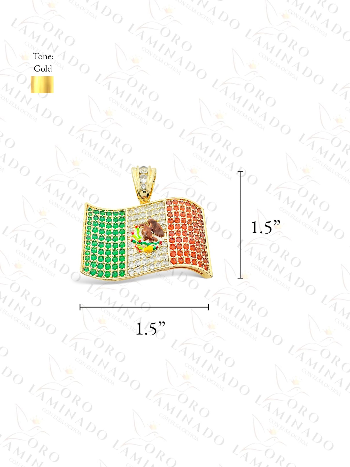 Gold Filled Mexico Flag Pendant R204