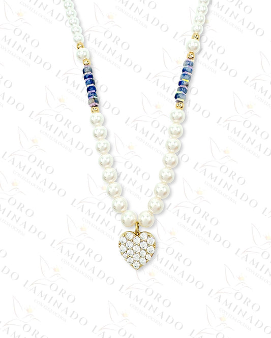 High Quality Heart and Pearl Necklace (Gold Filled) G90