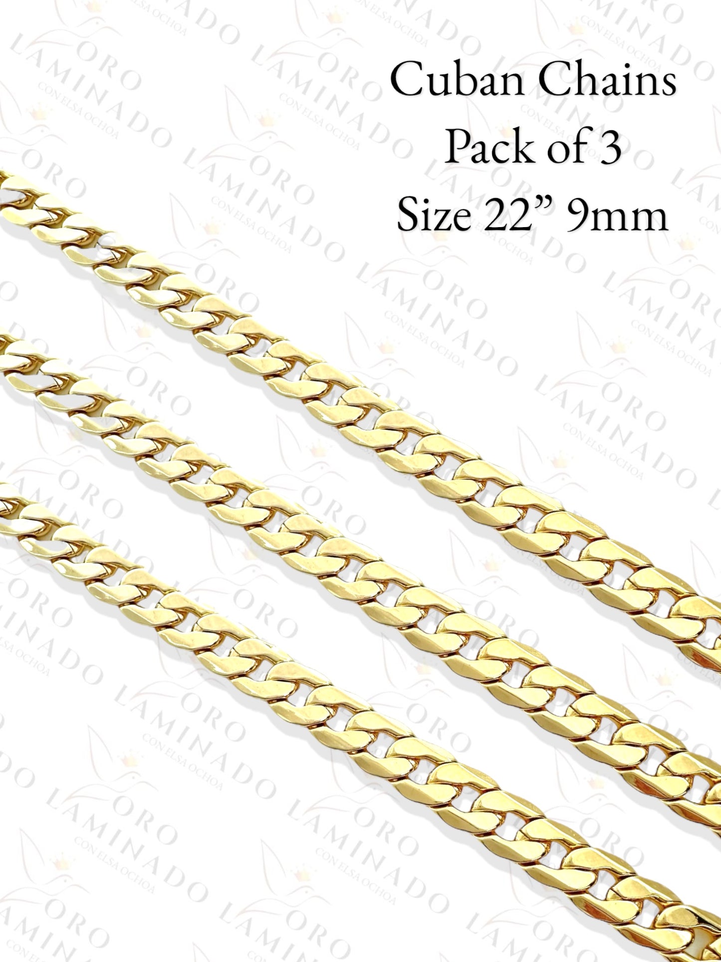 Cuban Chains Pack of 3 Size 22" 9mm C153