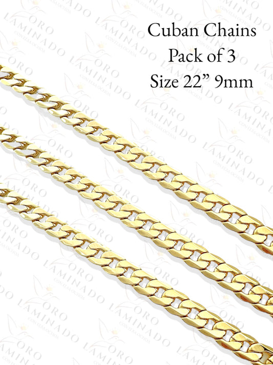 Cuban Chains Pack of 3 Size 22" 9mm C153