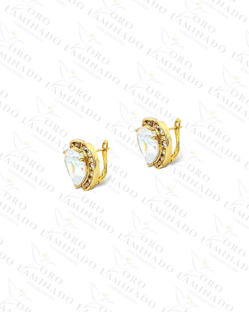 High Quality Diamond Heart Hoop Earrings C279