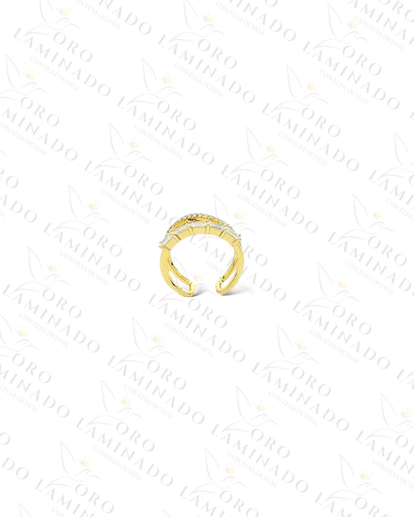 High Quality Adjustable Crossed Crystal Ring (Gold Filled) C387