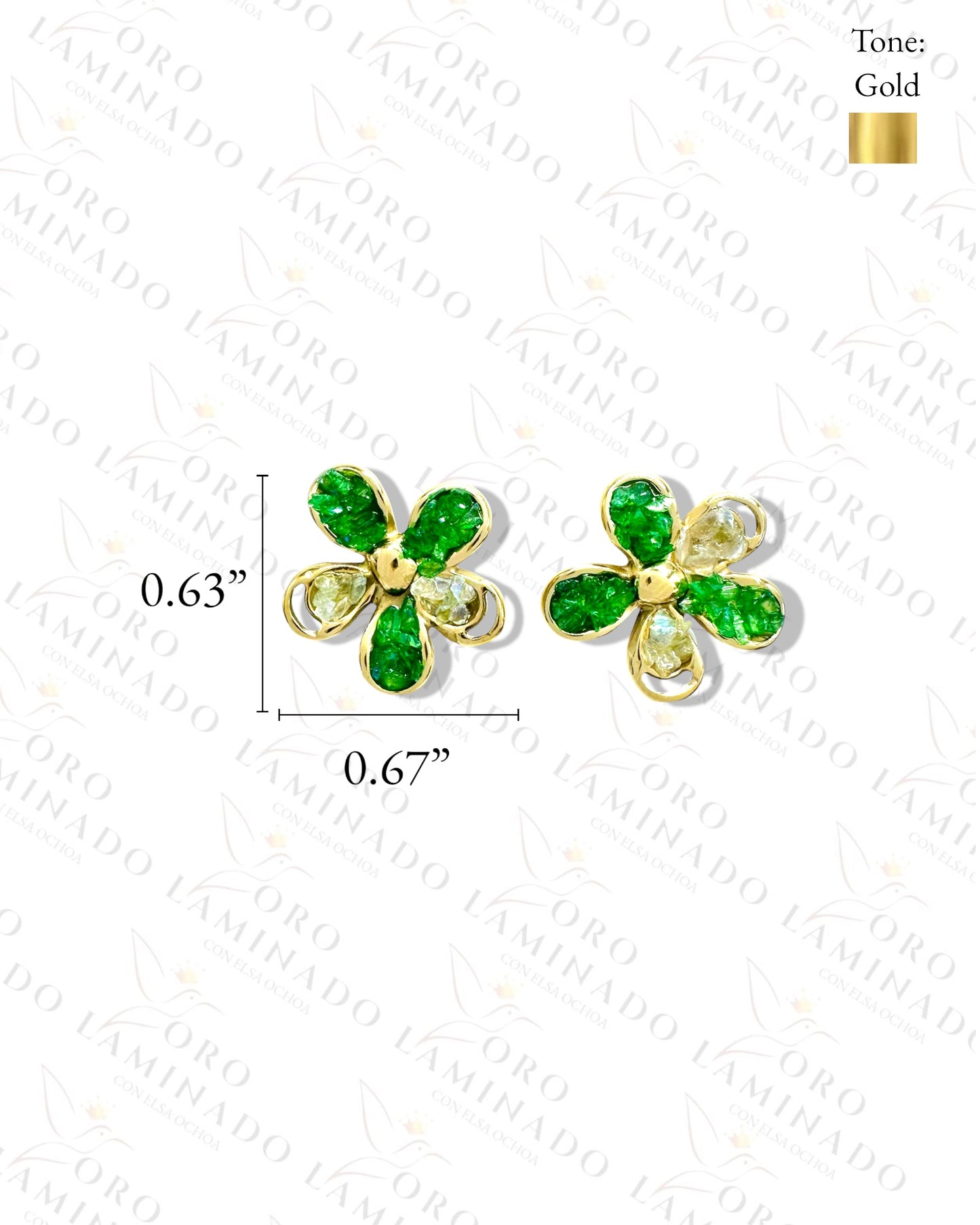 High Quality Green Stone Flower Earrings C183