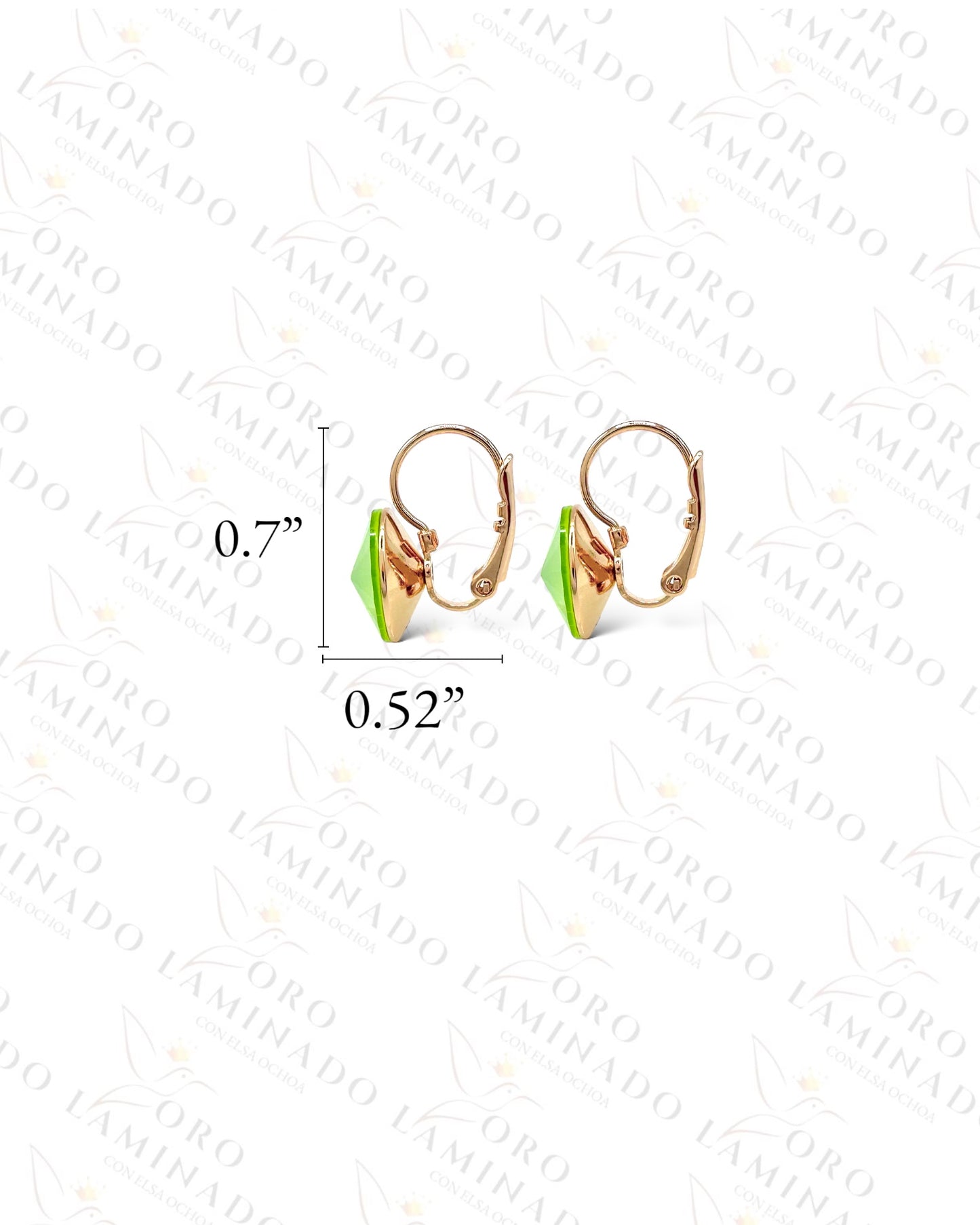 High Quality Lime Green Stone Hoop Earrings Y286