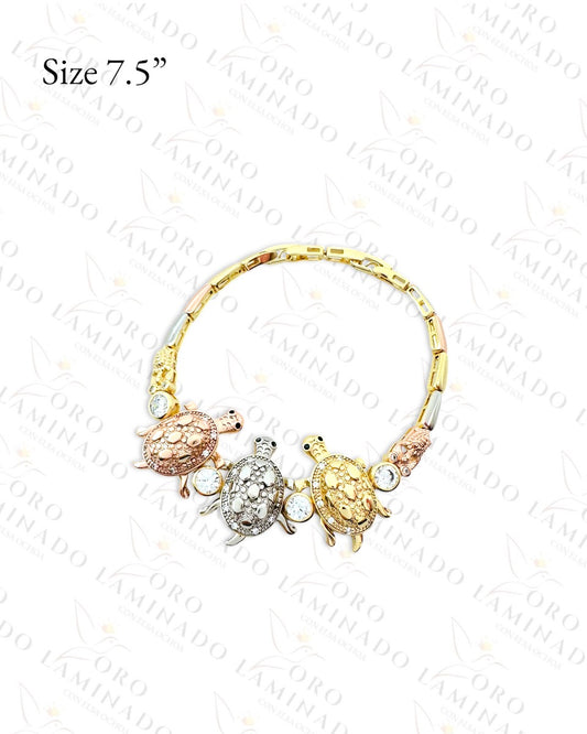 High Quality Three Turtles Three Tones Bracelet (Gold Filled) G148