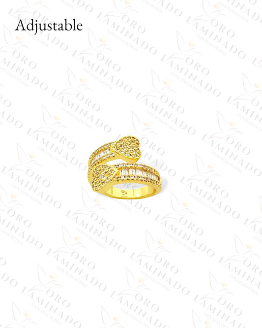 Adjustable Double Heart Ring (Gold Filled) Y443
