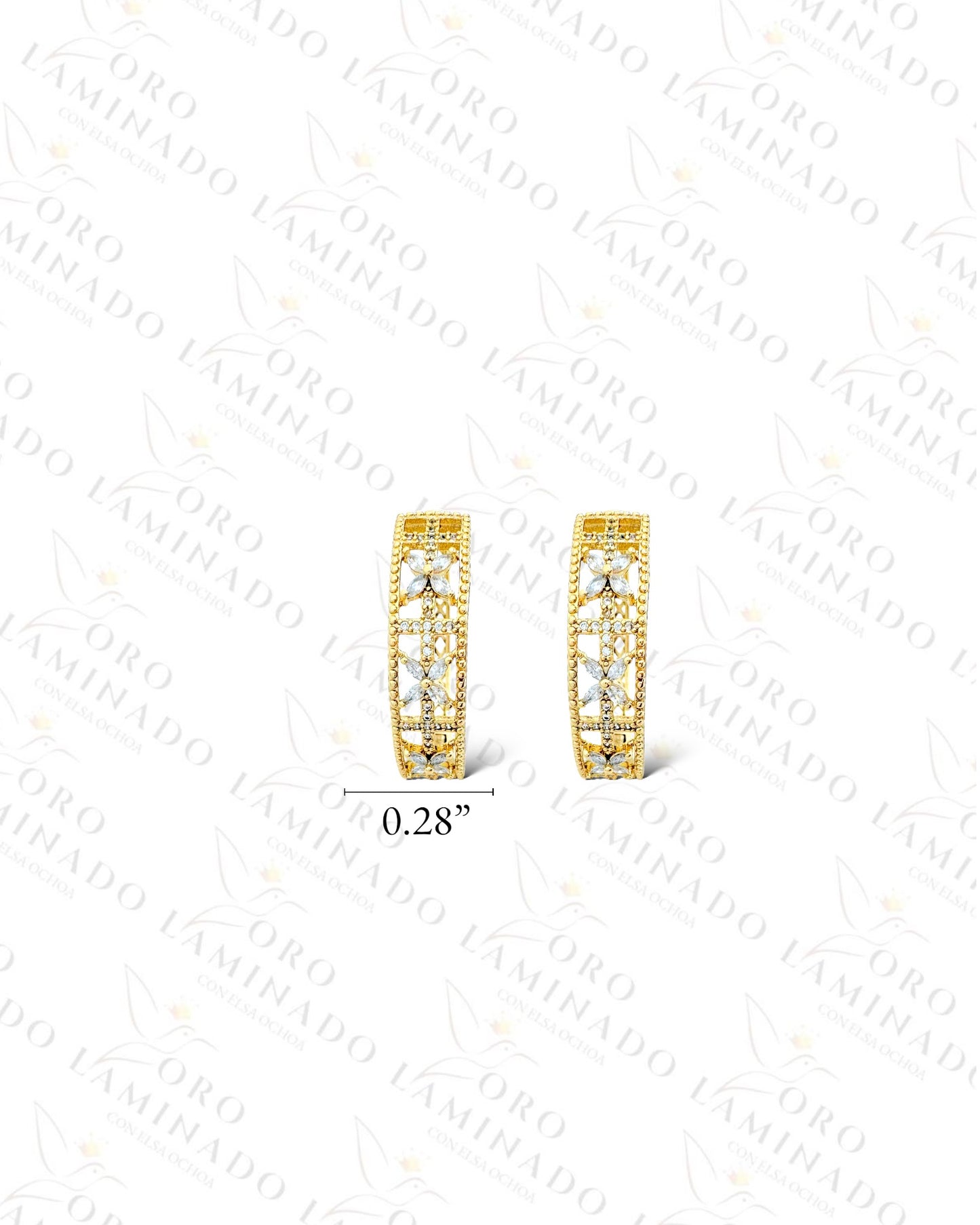 High Quality Crystal Flower Hoop Earrings (Gold Filled) R386