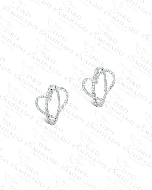 High Quality Silver Heart Hoop Earrings Y378