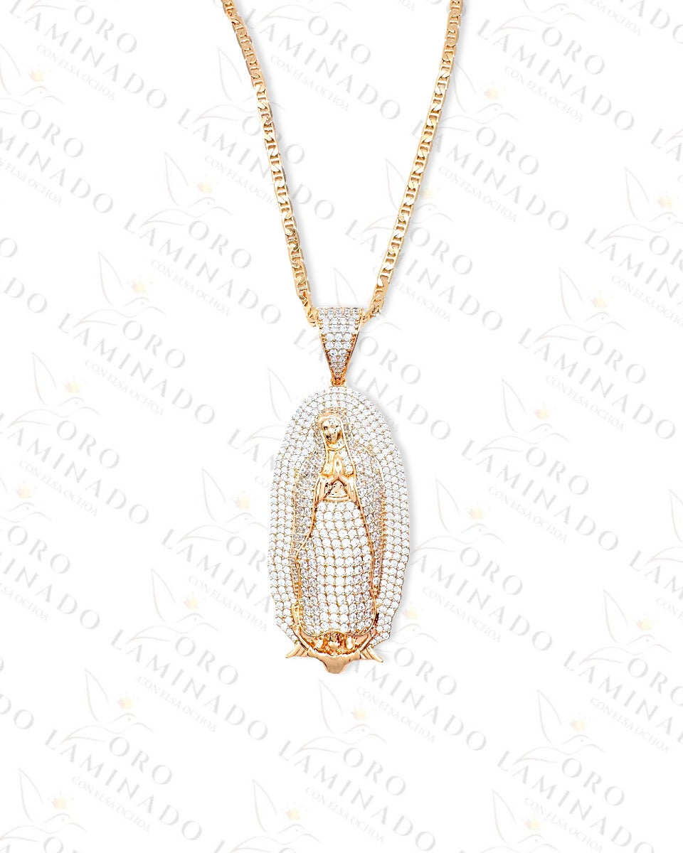 Rose Gold Diamond Virgin Mary Necklace B230