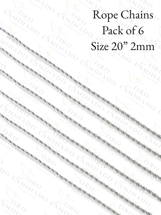 High Quality Silver Rope Chains Pack of 6 Size 20" 2mm C72