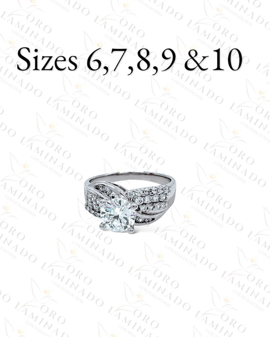 High Quality Silver Sparkling Round Stone Ring G474