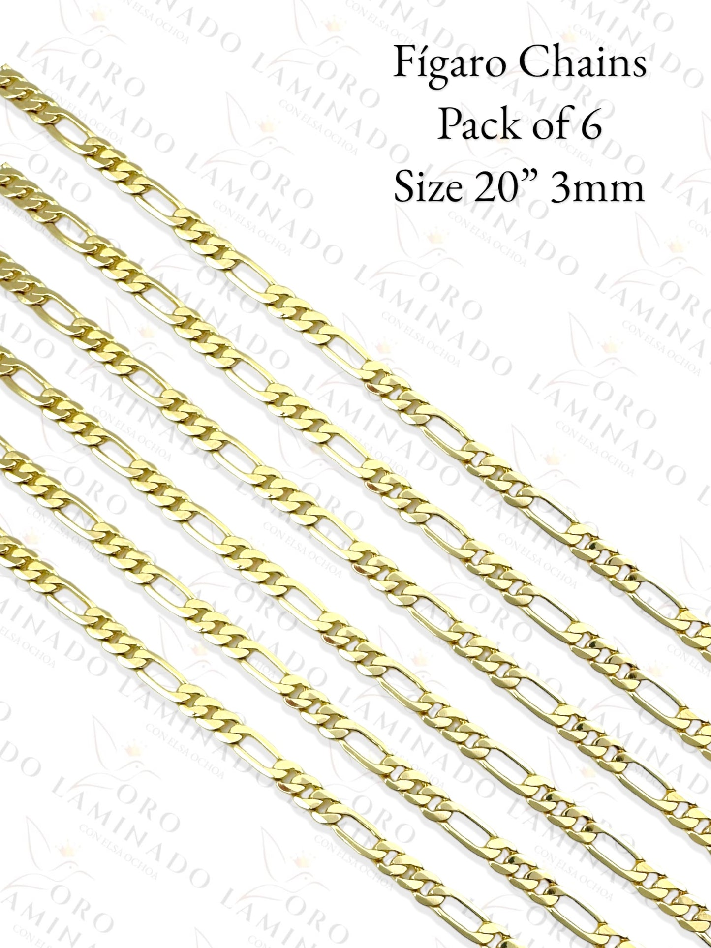 Gold Filled Figaro Chains Pack of 6 Size 20" 3mm G195