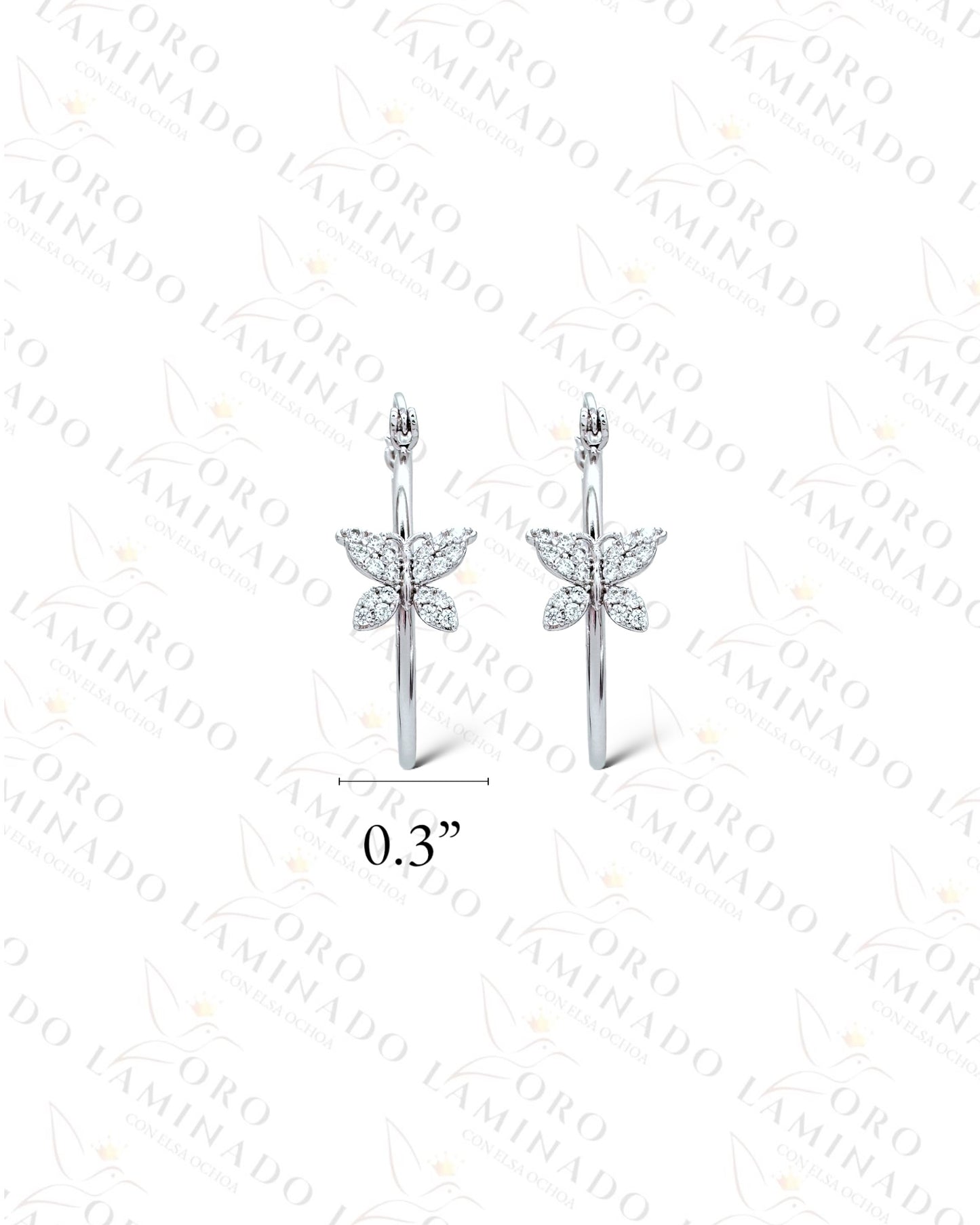 High Quality Silver Butterfly Hoop Earrings Y367