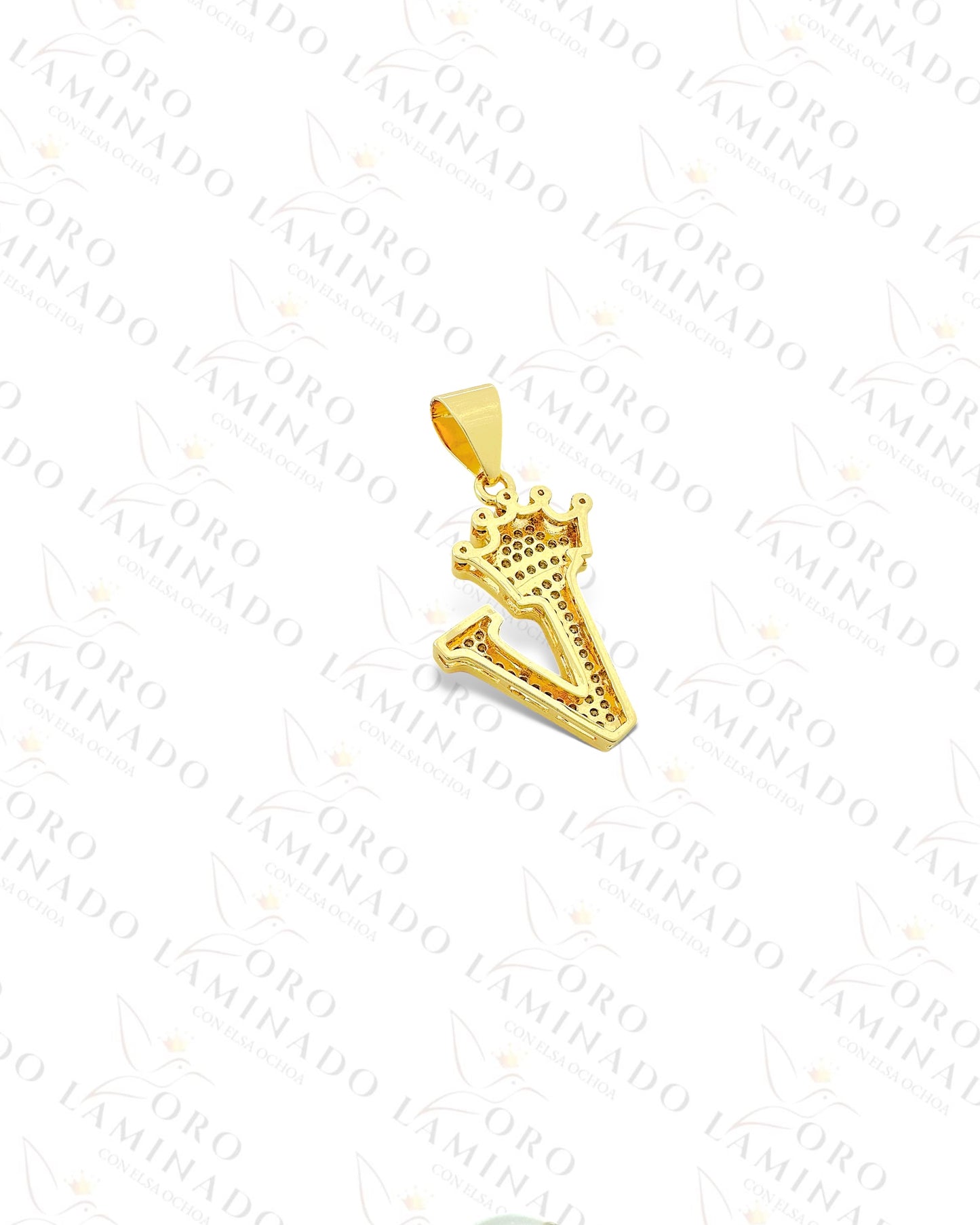 Letter "V" Crown Pendant B172